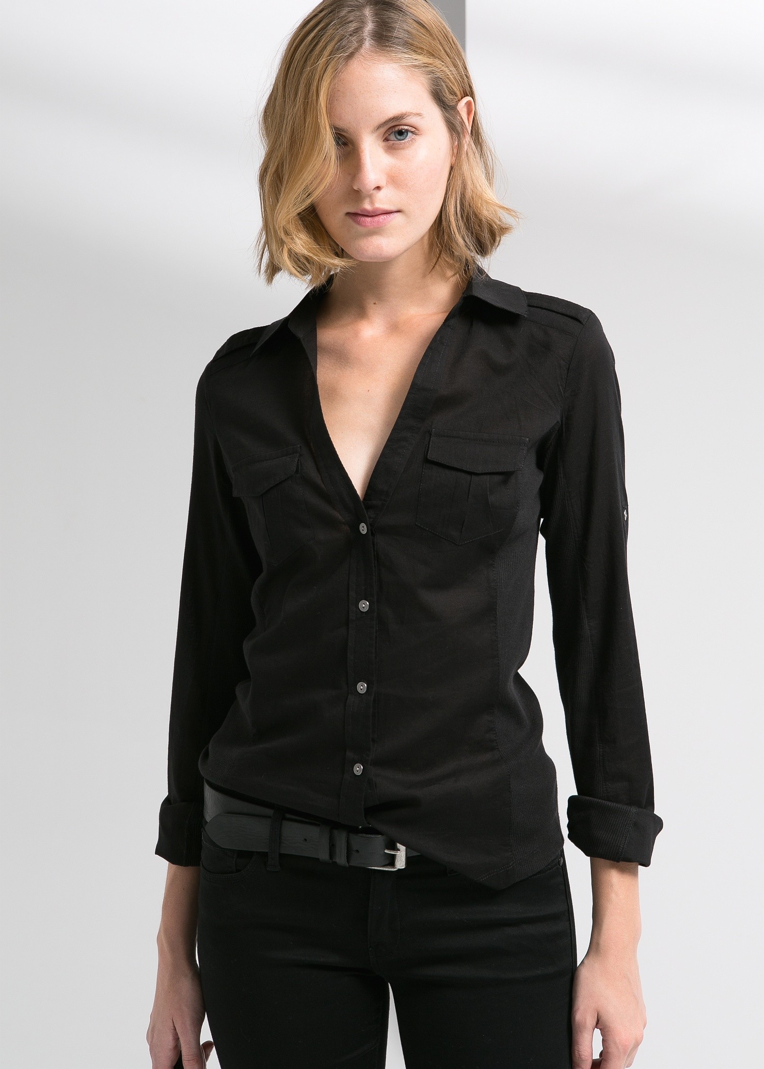 Bluse schwarz Mango