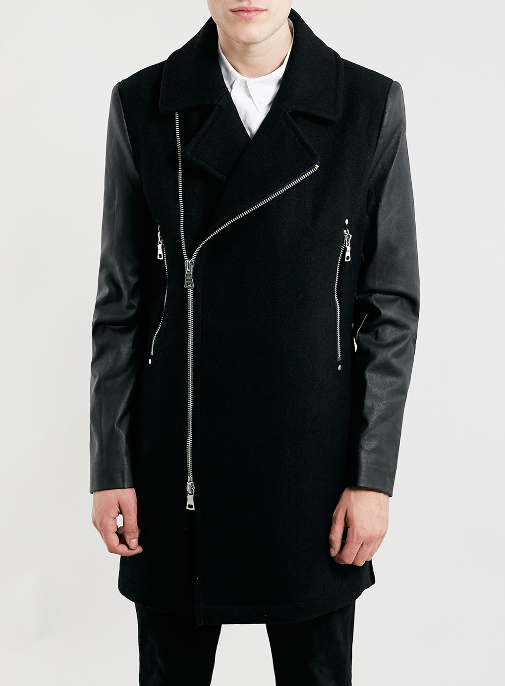 Topman schwarzer Reissverschlussmantel