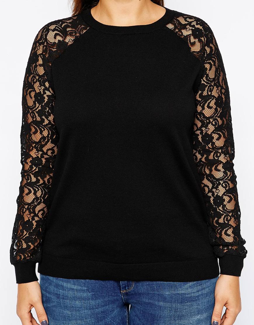 Spitzenpullover plus