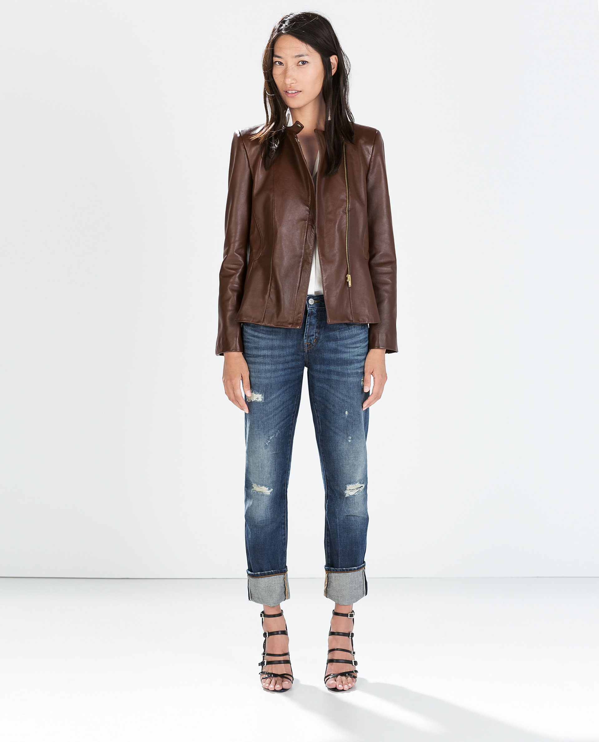 Lederjacke braun Zara