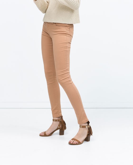 Hose X-Frau Skinny Hose hellbraun Zara
